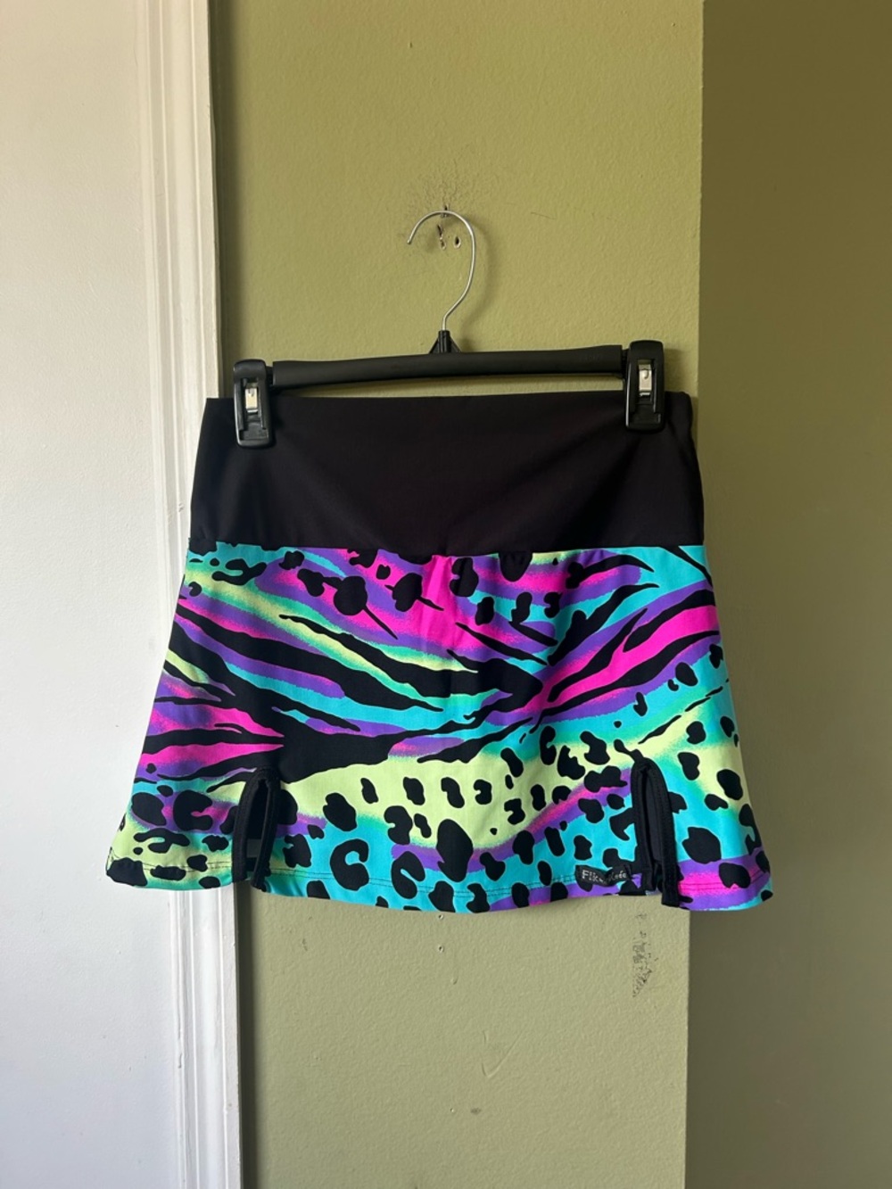 Fik na Moda Black Neon Multi-Print Tennis Skort with Black Waistband Sz M